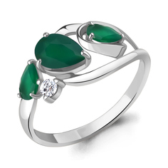 Кольцо из серебра с агатом/фианитом р.18 Aquamarine 6937409А