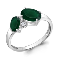 Кольцо из серебра р. 18,5 Aquamarine 6938909А, агат/фианит