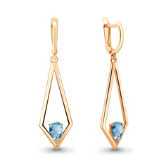 Серьги подвески из серебра Aquamarine 4767305, топаз