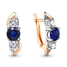 Серьги из серебра с сапфиром искусственным/фианитом Aquamarine 42888Н
