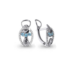 Серьги из серебра с топазом/фианитом Aquamarine 4473705А