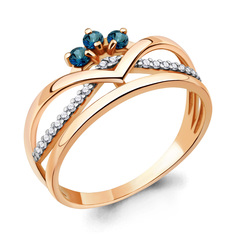 Кольцо из серебра р. 17,5 Aquamarine 6574008А, топаз/фианит