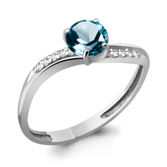 Кольцо из серебра р. 18 Aquamarine 6511708А, топаз/фианит