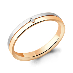 Кольцо обручальное из красного золота р. 17,5 Aquamarine 964218к, бриллиант