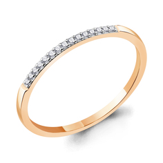 Кольцо обручальное из красного золота с бриллиантом р.17 Aquamarine 964178к