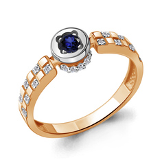Кольцо из красного золота р. 17,5 Aquamarine 964196к, бриллиант/сапфир