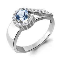 Кольцо из серебра р. 17,5 Aquamarine 6972205А, топаз/фианит