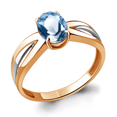 Кольцо из красного золота р. 17 Aquamarine 6570305, топаз