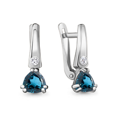 Серьги из серебра с топазом/фианитом Aquamarine 4731808А