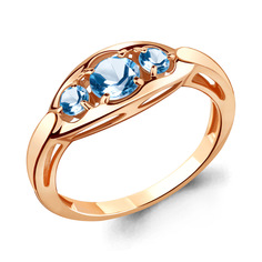 Кольцо из красного золота с топазом р.16,5 Aquamarine 6910505