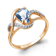 Кольцо из серебра с топазом/фианитом р.17,5 Aquamarine 6992305А