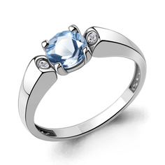 Кольцо из серебра р. 17,5 Aquamarine 6982005А, топаз/фианит