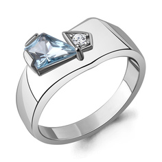 Кольцо из серебра р. 17,5 Aquamarine 6992492А, топаз искусственный/фианит