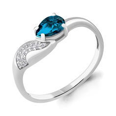 Кольцо из серебра р. 17,5 Aquamarine 6904008А, топаз/фианит
