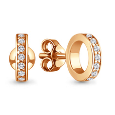 Серьги пусеты из серебра Aquamarine 49870А, фианит