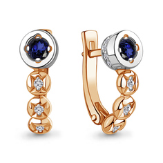 Серьги из красного золота Aquamarine 943011к, бриллиант/сапфир