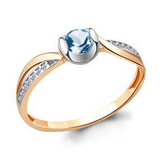 Кольцо из красного золота р. 18,5 Aquamarine 6912805А, топаз/фианит