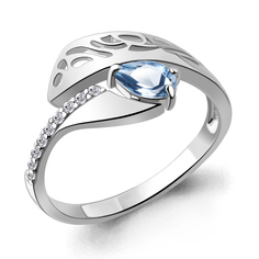 Кольцо из серебра р. 17,5 Aquamarine 6692805А, топаз/фианит