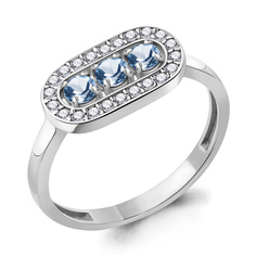 Кольцо из серебра р. 17,5 Aquamarine 6693905А, топаз/фианит