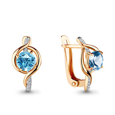 Серьги из серебра с топазом/фианитом Aquamarine 4405305А