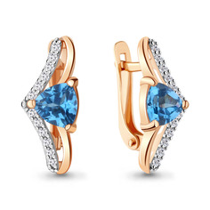 Серьги из серебра Aquamarine 4748205А, топаз/фианит