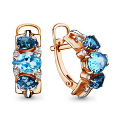 Серьги из серебра Aquamarine 47083600А, топаз/фианит