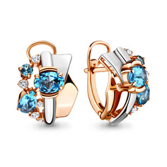Серьги из серебра Aquamarine 4708605, топаз/фианит
