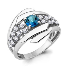 Кольцо из серебра р. 17 Aquamarine 6583508А, топаз/фианит