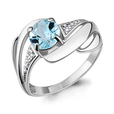 Кольцо из серебра р. 18 Aquamarine 6587202А, топаз/фианит