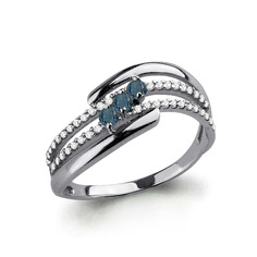 Кольцо из серебра р. 17,5 Aquamarine 6573508А, топаз/фианит