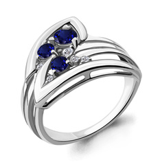 Кольцо из серебра р. 18 Aquamarine 64840Б, фианит/сапфир искусственный