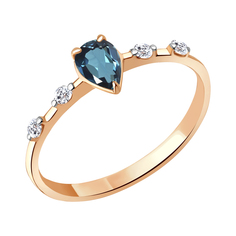 Кольцо из красного золота р. 18,5 Aquamarine 6778808, топаз/фианит
