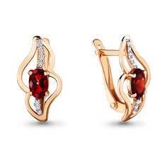 Серьги из красного золота с гранатом/фианитом Aquamarine 4478103А