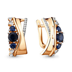 Серьги из серебра Aquamarine 45906Б, фианит/сапфир искусственный