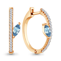 Серьги конго из серебра Aquamarine 4327405А, топаз/фианит