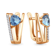 Серьги из серебра Aquamarine 4326505А, топаз/фианит