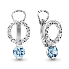 Серьги из серебра с топазом/фианитом Aquamarine 4328105А