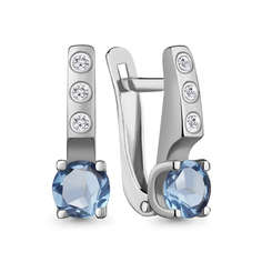 Серьги из серебра с топазом/фианитом Aquamarine 4798405А