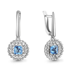 Серьги подвески из серебра с топазом Aquamarine 4961805