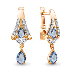 Серьги подвески из серебра с топазом/фианитом Aquamarine 4327805А