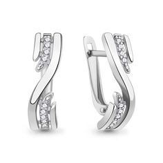 Серьги из серебра Aquamarine 400052А, фианит