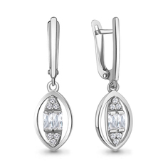 Серьги подвески из серебра Aquamarine 49875А, фианит