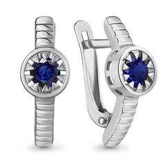 Серьги из серебра Aquamarine 400013Н, сапфир искусственный