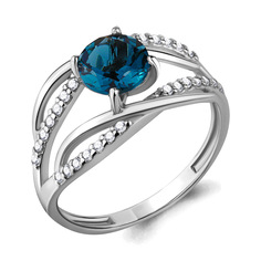 Кольцо из серебра р. 17 Aquamarine 6520608А, топаз/фианит