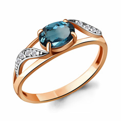 Кольцо из серебра р. 17,5 Aquamarine 6933208А, топаз/фианит