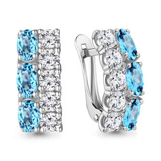 Серьги из серебра с топазом/фианитом Aquamarine 4429605