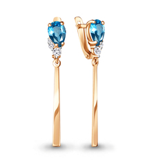 Серьги подвески из серебра Aquamarine 4734305А, топаз/фианит