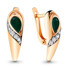 Серьги из серебра Aquamarine 4713309А, агат/фианит
