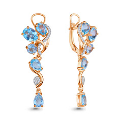Серьги подвески из серебра с топазом/фианитом Aquamarine 4706202А