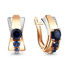Серьги из серебра с фианитом/сапфиром искусственным Aquamarine 45881Б